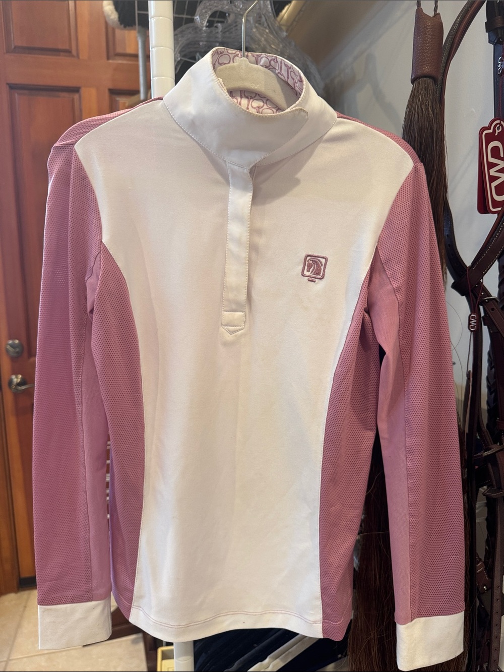 Romfh Pink and White Long Sleeve Equestrian Top